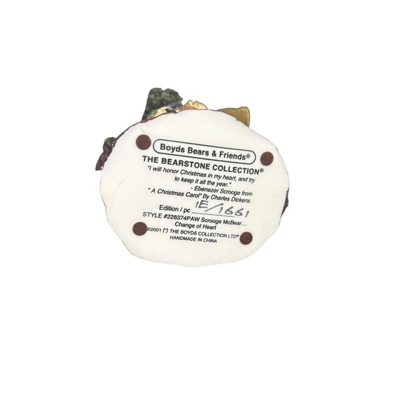 Boyds Bearstones #228374PAW Scrooge McBear...Change of Heart, CHRISTMAS 4.45" - Picture 3 of 3